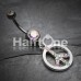 Sparkling Peace Charm Belly Button Ring