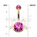 Golden Cat Face Silhouette Non Dangle Belly Button Ring