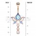 Rose Gold Opal Lotus Flower Drop Dangle Belly Button Ring