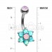 Admirable Glitter Opal Flower Belly Button Ring