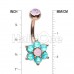 Rose Gold Admirable Glitter Opal Flower Belly Button Ring