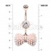 Rose Gold Vintage Pearl Bow Tie Belly Button Ring
