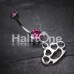 Multi Hearts Brass Knuckle Belly Button Ring Multi Hearts Brass Knuckle Belly Button Ring