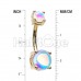 Golden Synthetic Moonstone Illuminating Prong Set Belly Button Ring