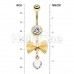 Golden Dainty Mesh Bow Gem Sparkle Belly Button Ring