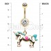 Golden I Believe in Unicorns Belly Button Ring