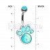Animal Lover Opal Paw Print Belly Button Ring