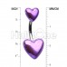 Two of Hearts Metallic Belly Button Ring