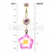Golden Aloha Hibiscus Flower Belly Button Ring
