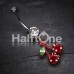 Vibrant Cherry Dice Belly Button Ring