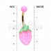 Golden Pink Strawberry Non Dangle Belly Button Ring