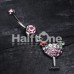 Sparkling Martini Glass Charm Dangle Belly Button Ring