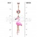 Golden Pink Flamingo Dangle Belly Button Ring