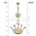 Golden Crown Jewel Multi-Gem Belly Button Ring