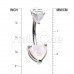 Double Heart Opal Sparkle Prong Set Belly Button Ring