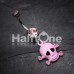 Heart Eyed Skull and Crossbones Sparkle Belly Button Ring