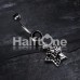 Double Hollow Star Gem Dangle Belly Button Ring