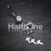 Skull Crossbones and Cross Dangle Belly Button Ring