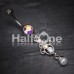 Elegant Jeweled Pearl Dangle Belly Button Ring