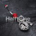 Puffed Heart Lock & Key Charm Dangle Belly Button Ring