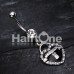 Jeweled Heart Lock Charm Dangle Belly Button Ring