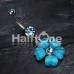 Shimmering Hearty Flower Belly Button Ring