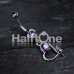 Sparkling Stone in Heart Dangle Belly Button Ring