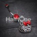 Cute Zebra Heart Red Bow Charm Belly Button Ring
