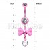 Pink Dainty Mesh Bow Gem Sparkle Belly Button Ring