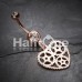 Rose Gold Steampunk Hollow Heart Belly Button Ring