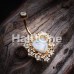 Golden Sparkle Heart Flower Belly Button Ring