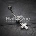 Dainty Cross Sparkle Belly Button Ring