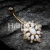 Golden Roesia Ornate Multi-Gem Belly Button Ring