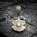 Cream White Ariel's Shell with Pearl Belly Button Ring
