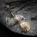 Golden Ariel's Shell Dangle Belly Button Ring