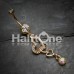 Golden Alluring Jeweled Heart Belly Button Ring