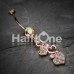 Rose Gold Sparkling Heart Cluster Belly Button Ring