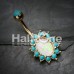 Golden Elegant Opal Turquoise Belly Button Ring