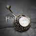 Vintage Boho Filigree Moon Opal Belly Button Ring