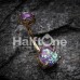 Golden Opal Sparkle Prong Set Belly Button Ring