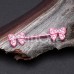 Pink Dainty Bow-Tie Sparkle Nipple Barbell Ring