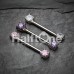 Double Prong Cubic Zirconia Gem Nipple Barbell Ring