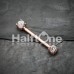 Rose Gold Double Prong Cubic Zirconia Gem Nipple Barbell Ring