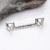 Iridescent Double Heart Gem Nipple Barbell Ring Iridescent Double Heart Gem Nipple Barbell Ring