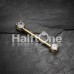 Golden Double Prong Cubic Zirconia Gem Nipple Barbell Ring