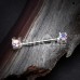 Double Prong Brilliant Sparkle Gem Nipple Barbell Ring