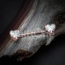 Rose Gold Double Heart Gem Nipple Barbell Ring