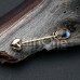 Golden  Abalone Peacock Feather Nipple Barbell Ring
