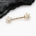 Golden Illuminating Moonstone Spring Flower Prong Set Nipple Barbell Ring
