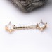 Golden Princess Cut Square Gem Nipple Barbell Ring